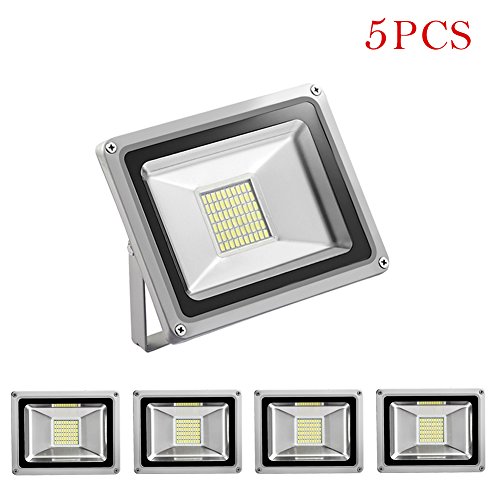 5 Pack 30W FloodLight 12V DC Led Flood Light 2400LM Cold White 6000K Waterproof IP65 Outdoor Light Super Bright Security Lights for Parking Lot Garden Yard Factory Warehouse Square