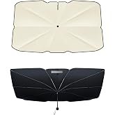 [2025 Upgrade] Retractable Windshield Sun Shade for Car, Umbrella Sunshade for Car Windshield Protect Vehicle from Sun Rays & Heat Damage Medium (57