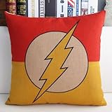 Mary's Home Superman Batman Green Lantern Captain America, Iron Man, the Flash Cotton & Linen Pillowcase Decorative Throw Pillow Cover (The Flash)