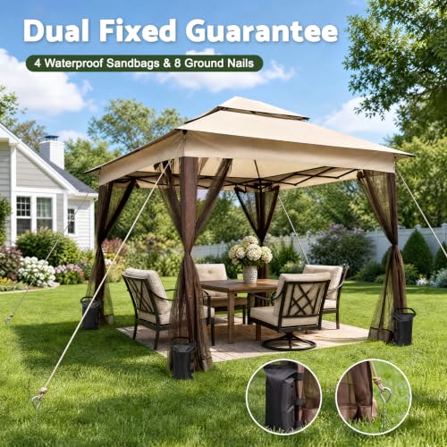 Duythy 11x11 Pop Up Gazebo with Mosquito Netting, Instant Setup Outdoor Canopy Tent image 10