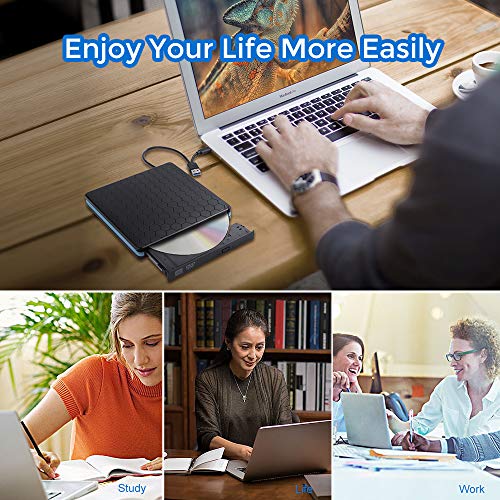 External CD Drive, Optical Drive with USB3.0 & Type-C for VCD/DVD/CD -ROM/ -R/ +R /-RW, CD Burner/Reader/Writer for Laptop/PC/Desktop/MacBook, Suitable for Windows/Linux/MAC OS [Not for Chromebook] - Thumbnail 6
