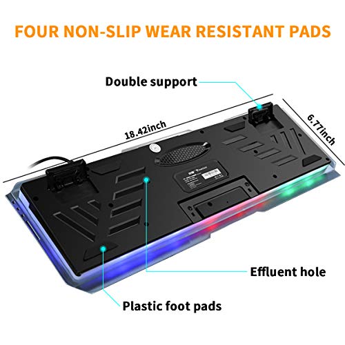INTSUN Gaming Keyboard Mouse Combo, Waterproof USB Wired Floating Keyboard and Mouse Set, Programmable 6 Button Gaming Mouse, 7-Breathing LED Light Mechanical Feel Keyboard Kit for Windows Mac Game - Thumbnail 3