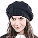 F&N STORY Lady French Beret Wool Beret Chic Beanie Winter Hat Jf-br034 (HY022-Black)