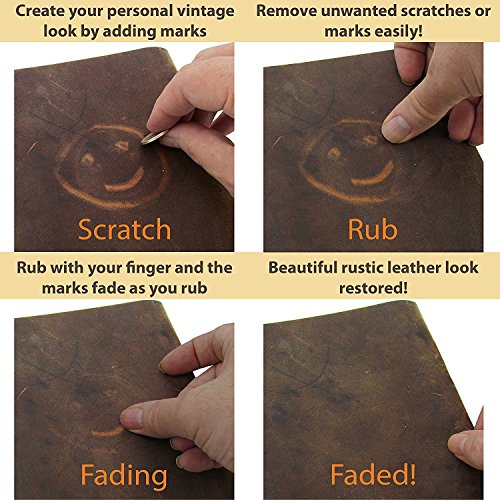 [Custom Engraved] Crazy-horse Leather Portfolio Vintage Padfolio Case Professional Business Organizer Folder Tablet Pad Folio, with Letter Size Notepad, Zippered Closure - Thumbnail 6