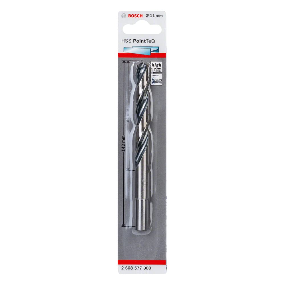 Bosch Professional PointTeQ HSS Twist Drill Bit (for Metal, Reduced Shank, 11 x 94 x 142 mm, Accessories for Drill Driver)
