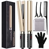 Flat Iron for Hair,GOOLEEN Professional Ceramic Hair Straightener 1 Inch Tourmaline 3D Floating Plates,2 in 1 Hair Curler and Straightener with Dual Voltage LED Display Adjustable Temperature 248-446?