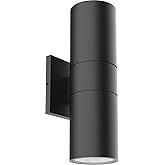 Kuzco Lighting Lund 12" Exterior Wall Sconce | Black Finish | Clear Glass Diffuser | Modern LED Outdoor Up Down Light | Made 