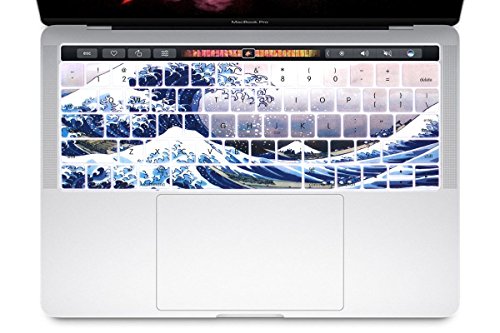 YMIX MacBook Keyboard Cover - Washable Silicone Keyboard Cover for MacBook Pro 13 (A1706) & Pro 15 (A1707) with Touch Bar - Showa Sea