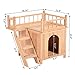 PawHut 2-Level Elevated Waterproof Outdoor Wooden Treehouse Cat Shelter With Balcoy