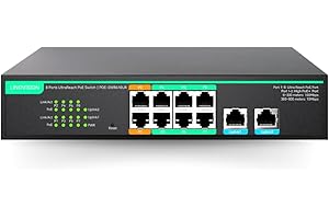 LINOVISION 8 Ports UltraReach PoE Switch Max 2600ft (800m) Long-Range PoE, 2 High PoE+ Ports, Remote Cloud Managed, Built-in 