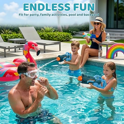 Vivyklfc 1500ml Large Capacity Water Pistol, 4-in-1 Adjustable Nozzle Super Soaker Pump Action Blaster, 8-10 Meters Range Water Gun for Adults & Kids, Outdoor Toy for Summer Pool, Beach & Garden