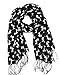 Anika Dali Bella Doxie Dachshund Dog Scarf, Animal Lover Shawl (Black Base, White Dog)