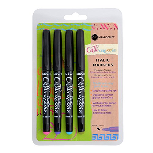 Manuscript Pen Manuscript Calli-Creative Markers, Blue, Green, Pink  and Purple, 4-Pack