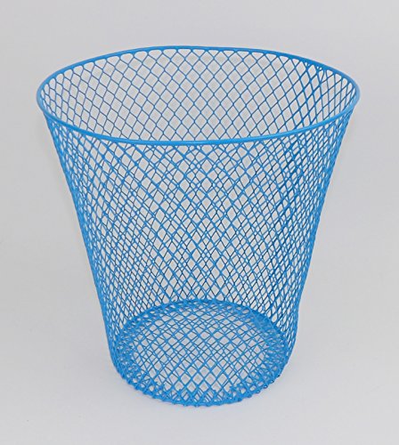 Blue Wire Metal Trash Can Waste Basket Garbage