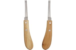 USUNFARM Left and Right Handed Hoof Knives with Wooden Handle 2PCS Hoof Cutter Set Equipment Sharp Carbon Steel Hoof Knife fo