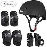 JBM Adult & Kid Skating Protective Gear Set for Beginner to Advanced, Skateboard Helmet Knee and Elbow Pads with Wrist Guards for Inline Roller Skating, Scooter, Skateboarding