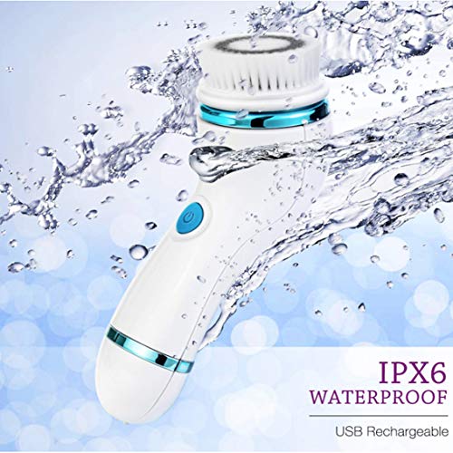 Gackoko Facial Cleansing Brush- with advance Latest Ion Technology & 4 Brush Heads for chargeable Electric Rotating Face brush -Awaken skin vitality for Deep Cleansing, Exfoliating,Blackhead (Blue-2) - Thumbnail 3