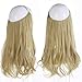 SARLA Invisible Wire Hair Extensions Wavy Curly Synthetic Hairpiece Long 18 Inch Adjustable Transparent Headband for Women