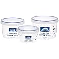(Set of 3) Lustroware Airtight Nestable Food Container Set with Lid, Kitchen Home Reusable Meal Prep Storage, Canister with Calibration, Dishwasher & Microwave Safe (8.5, 17, 25 oz)