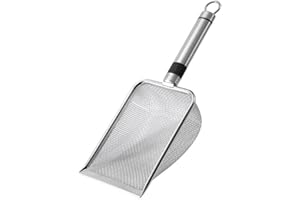 XINYUICEAN Small Holes Cat Litter Scoop, Metal Litter Scooper Long Handle, Heavy Duty Kitty Litter Sifter Litter Cleaning Too