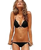 Ensasa Ruffle Tie Cute Padded Push Up Bikini Swimsuit For Women Girls Junior