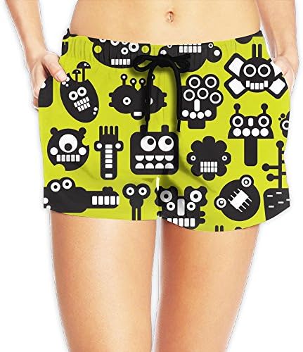 Women Fashionable Robot Beach Board Shorts Quick-drying Swim Trunks