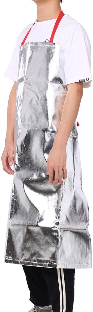 OWSOO DA-099 500 Degrees Celsius Aluminized Heat Resistant Apron Resistant Apparel Aluminum Foil