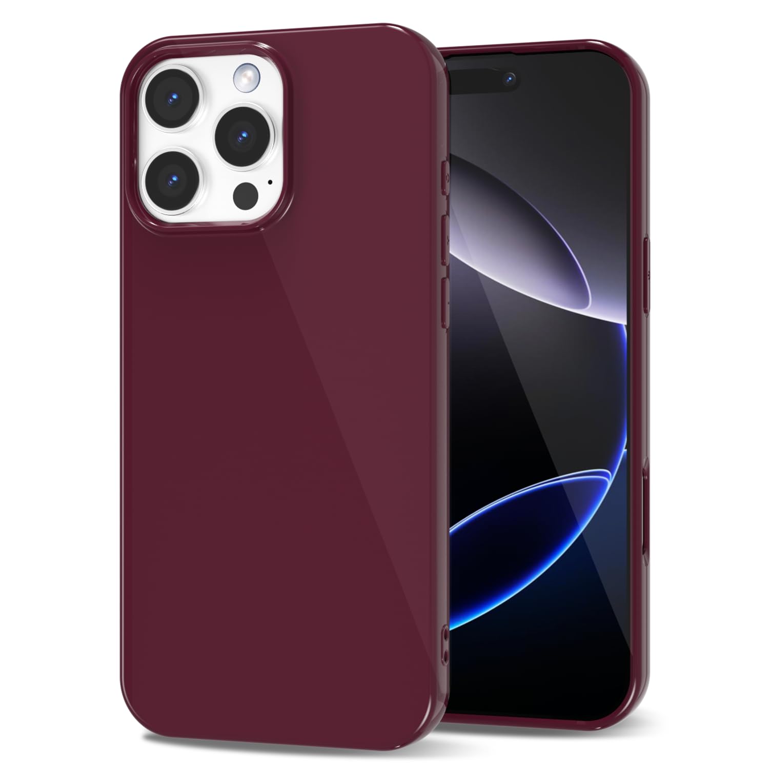 Photo 1 of *BROWN*************LoeoeL for iPhone 16 Pro Max Phone Case Liquid Silicone, Cute Girly Thin Ultra Slim Jelly Soft Rubber Gel Protective Glossy Hard Plastic Case, Plain Solid Color Cover for Women Girl, Burgundy Maroon