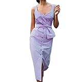 Women's Summer Striped Colorblock Button Down Beach