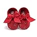 Baby Girls Princess Bowknot Soft Sole Cloth Crib Shoes Sneaker Red, 3-6 Months