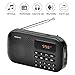 Portable AM FM Radio, Geson Mini Music Radio Player Support Micro SD Card/USB Disk with LED Screen Display(Black)