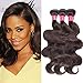 FASHION LADY Peruvian Body Wave Human Hair Bundles 3 Bundles Dark Brown Virgin Human Hair Extensions (16 18 20,Dark Brown Color 2)