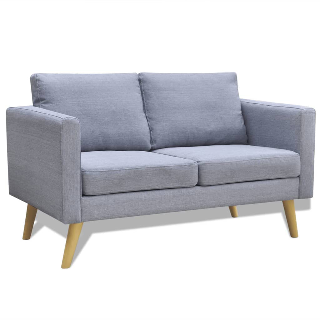 vidaXL-Sofa-gris-claro-2-plazas-de-tela-con-marco-de-madera-robusto-y-cojines