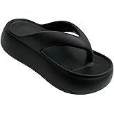 Harssidanzar Womens Platform Flip Flops EVA, 6cm Heel Thick Sole Trendy Thong Sandals for Daily Wear & Beach HL228US