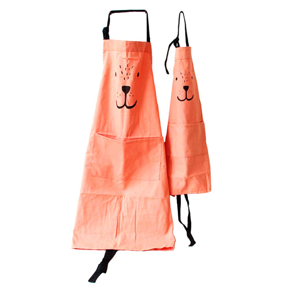 G-Tree 2 Pack Parent Apron - Cute Apron with Pocket for Father Mother Daughter Multifunctional Matching Apron for Cooking, Painting, Gardening (Orange)