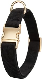 YUDOTE Ultra-soft Cotton Corduroy Dog Collar Large Black view 6