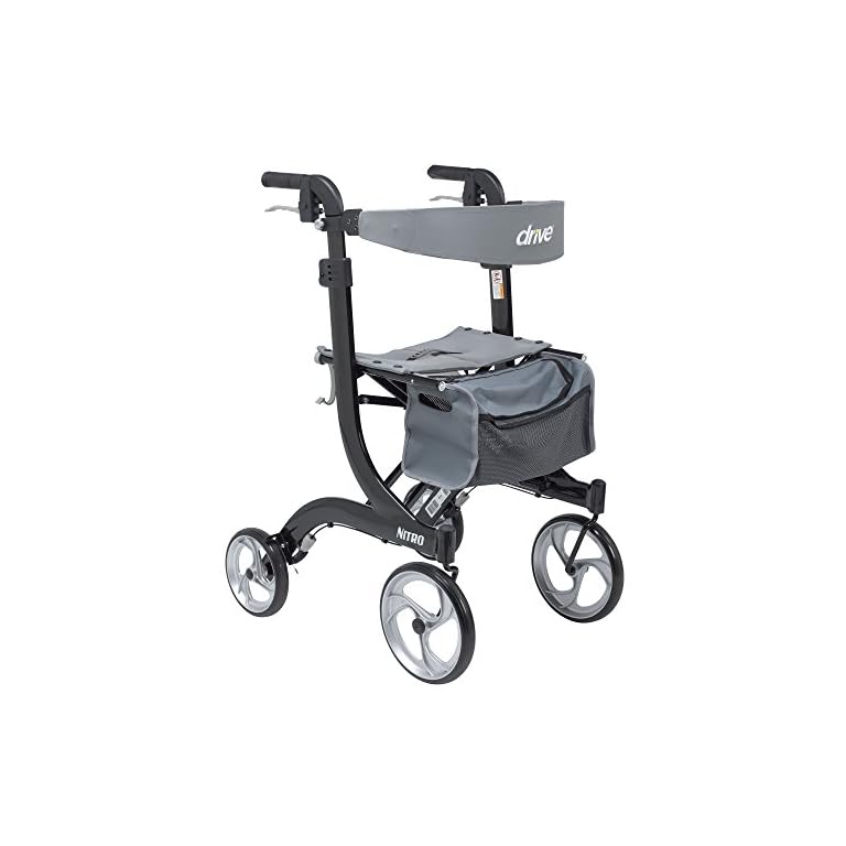 Drive Medical Nitro Euro Style Rollator Rolling Walker, Tall, White