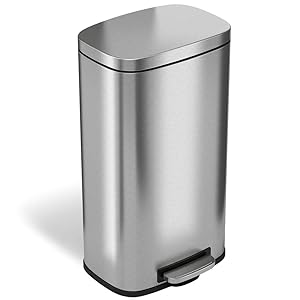 iTouchless SoftStep 8 Gallon Stainless Steel Step Trash Can, 30 Liter Pedal Kitchen Trash Can Perfect for Office, Home and Kitchen