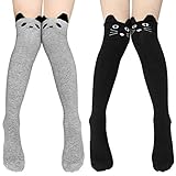 Hippih Cotton Animal Girls Socks Cat Bear Over Calf Knee High Socks (2pairs)
