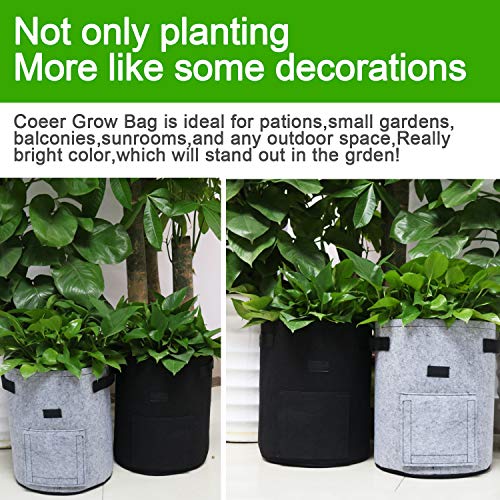 TQQFUN 2 Pack 7 Gallon Smart Potato Bags Velcro Window Vegetable Bags, Double Layer Premium Breathable Nonwoven Cloth for Potato/Aeration Fabric Pots with Handles(Gray)