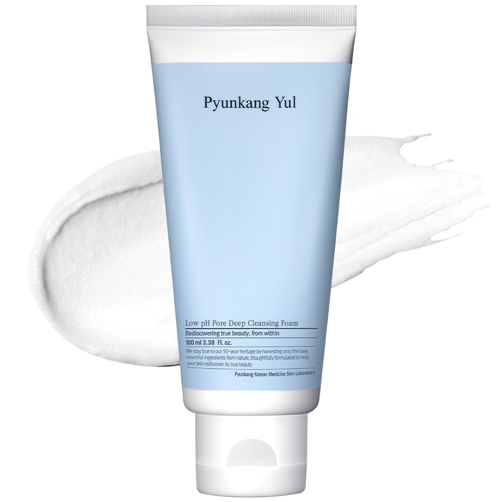 [PKY] Pyunkang Yul Low pH Pore Deep Cleansing Foam – Korean Face Cleanser with Diatomite, Tea Tree & Centella, Soothes & Deeply Cleanses, Gentle Makeup Remover [100ml / 3.4 Fl. Oz]