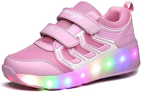 Winter Shoe Kids Shoes Girl's Boy's Light Up Shoes Roller Shoes Skate Shoes Roller Sneakers Causal Shoes?Pink 1wheel 3 M US Little Kid?