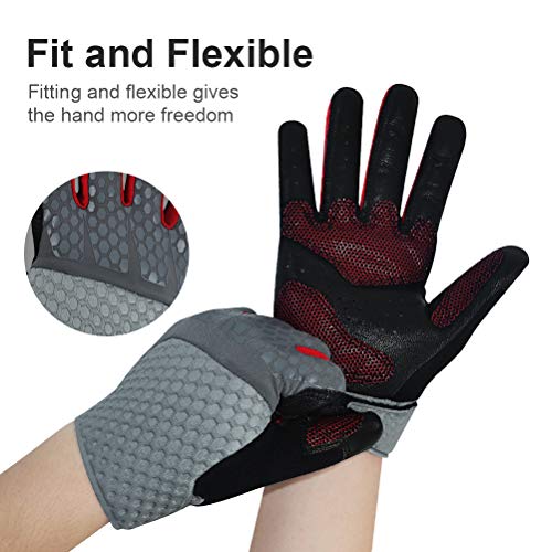 SAVIOR HEAT Workout Gloves, Full Finger Gym Gloves Leather Palm