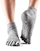 ToeSox Women's Ankle Full Toe Grip Socks (Heather Grey) Medium