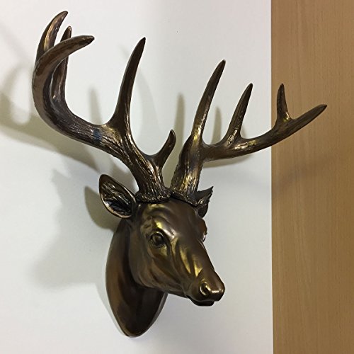 LARGE Deer Head Wall Decoration in Painted Bronze Animal Wildlife Home