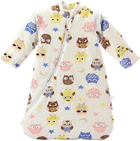 Chilsuessy Baby Sleeping Bag with Detachable Sleeves Winter Thickened, Yellow Owl, M/6-18 Months