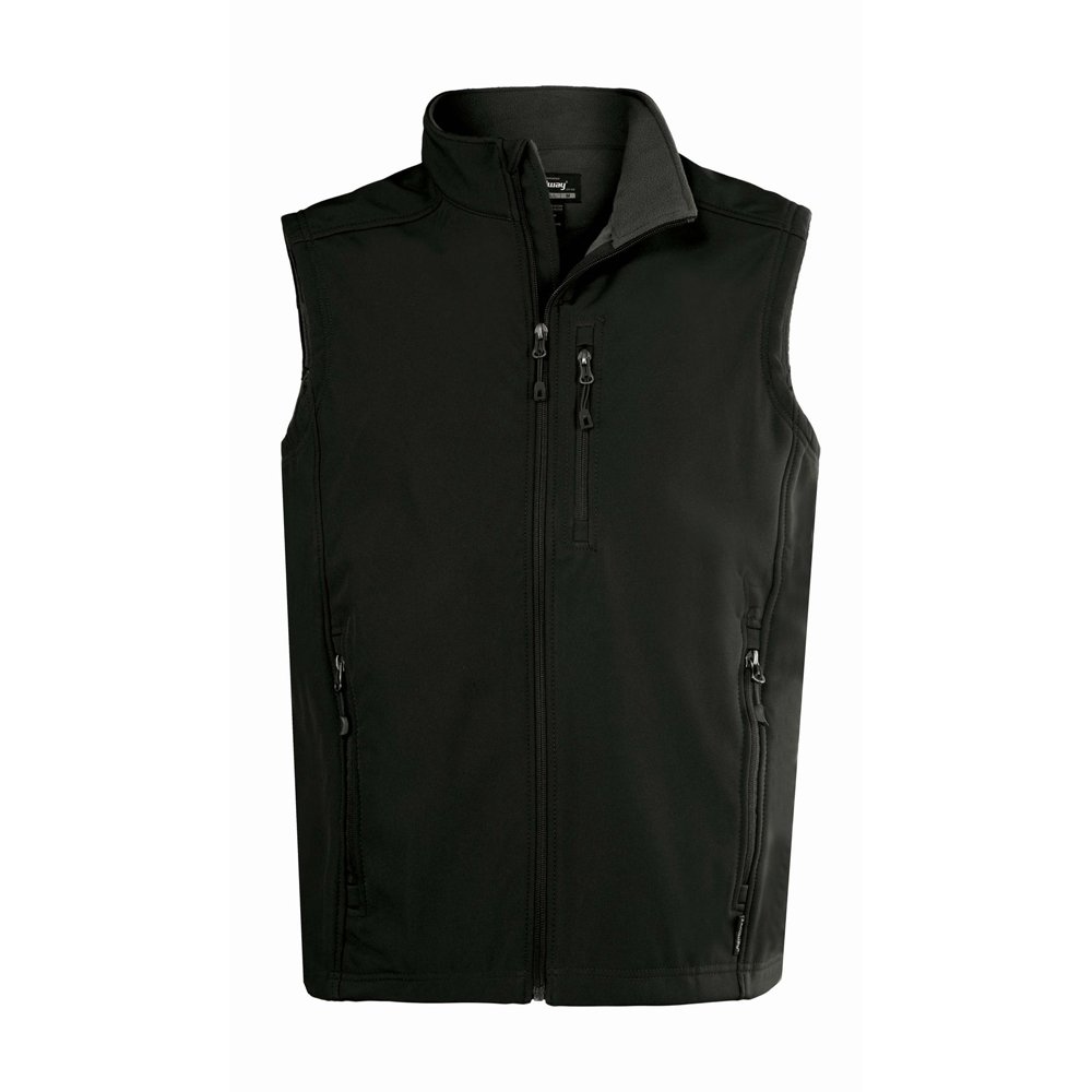 Landway Men's Water Resistant Bonded Soft Shell Vest, Black, Large