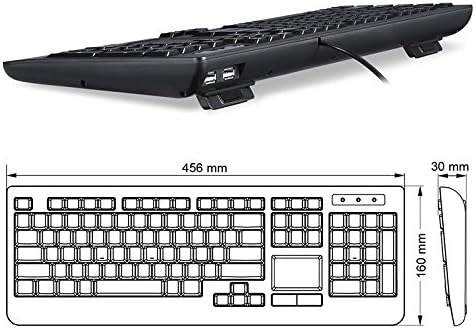 Perixx PERIBOARD-313 Illuminated Keyboard with Touchpad, Standard Full Size Layout, US English Layout, Black - Image 4