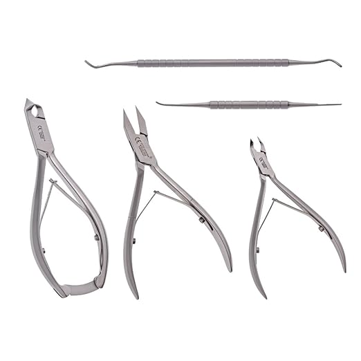Nagelzangen Instrumenten-Set 5-Teilig rostfrei von Otto Herder Kopfschneider-Eckenzange-Hautzange-Eckenheber-Eckenfeile