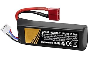 FRATERNIZE 1400mAh 30C Airsoft Batteries 11.1V lipo 3s Rechargeable Hobby Battery with T-Plug Deans & JST XH Connector for Airsoft Guns Airsoft Rifle Model splatrball Universal Battery 11.1v